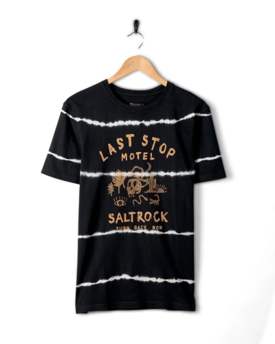 Saltrock Last Stop Motel Herren Kurzarm Tie-Dye T-Shirt Dunkelgrau