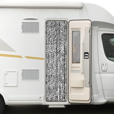 Draperie din Fleece pentru Campere și Rulote 56x185cm Gri Deschis/Negru