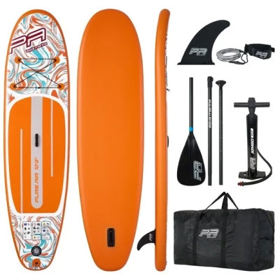 Καθαρός Αέρας All-Round iSUP Coast 10'2 με ρυθμιζόμενο κουπί αλουμινίου 3T και λουρί ασφαλείας (Πορτοκαλί)