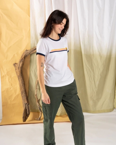 Γυναικείο κοντομάνικο μπλουζάκι Saltrock Celeste Stripe λευκό