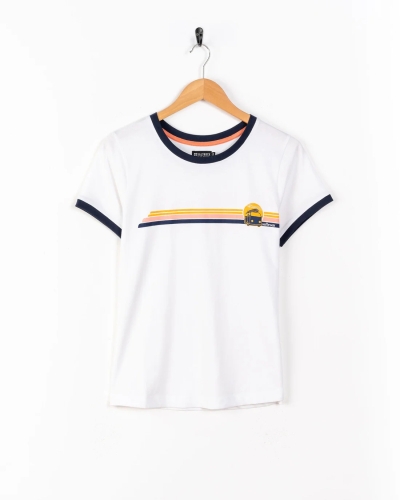 Γυναικείο κοντομάνικο μπλουζάκι Saltrock Celeste Stripe λευκό