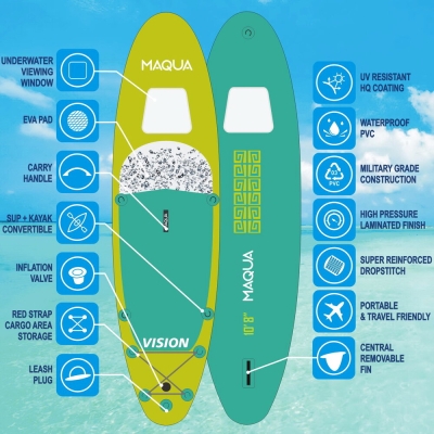 Σετ Kayak Maqua Vision 10'8" Φουσκωτή Σανίδα Κωπηλασίας σε Όρθια Θέση