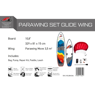 F2 Glide WS Parawing Set 10'8"/3,5m2 Grey/Red